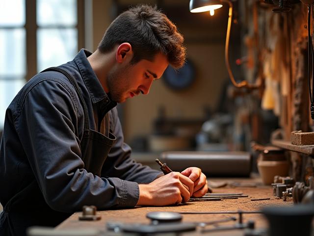 Artisan travaillant le métal dans l'atelier Miette d'Or