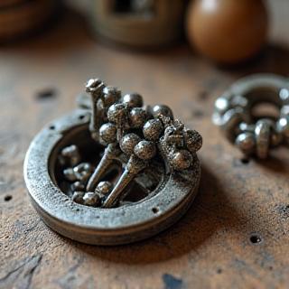 Pièce antique en métal en cours de restauration