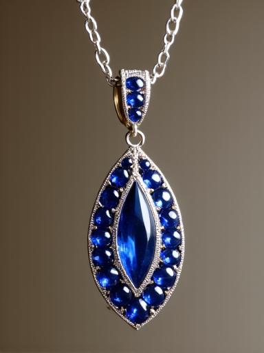 Pendentif Art Déco en or blanc et saphirs