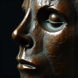 Détail d'une sculpture en bronze finement ouvragée Miette d'Or